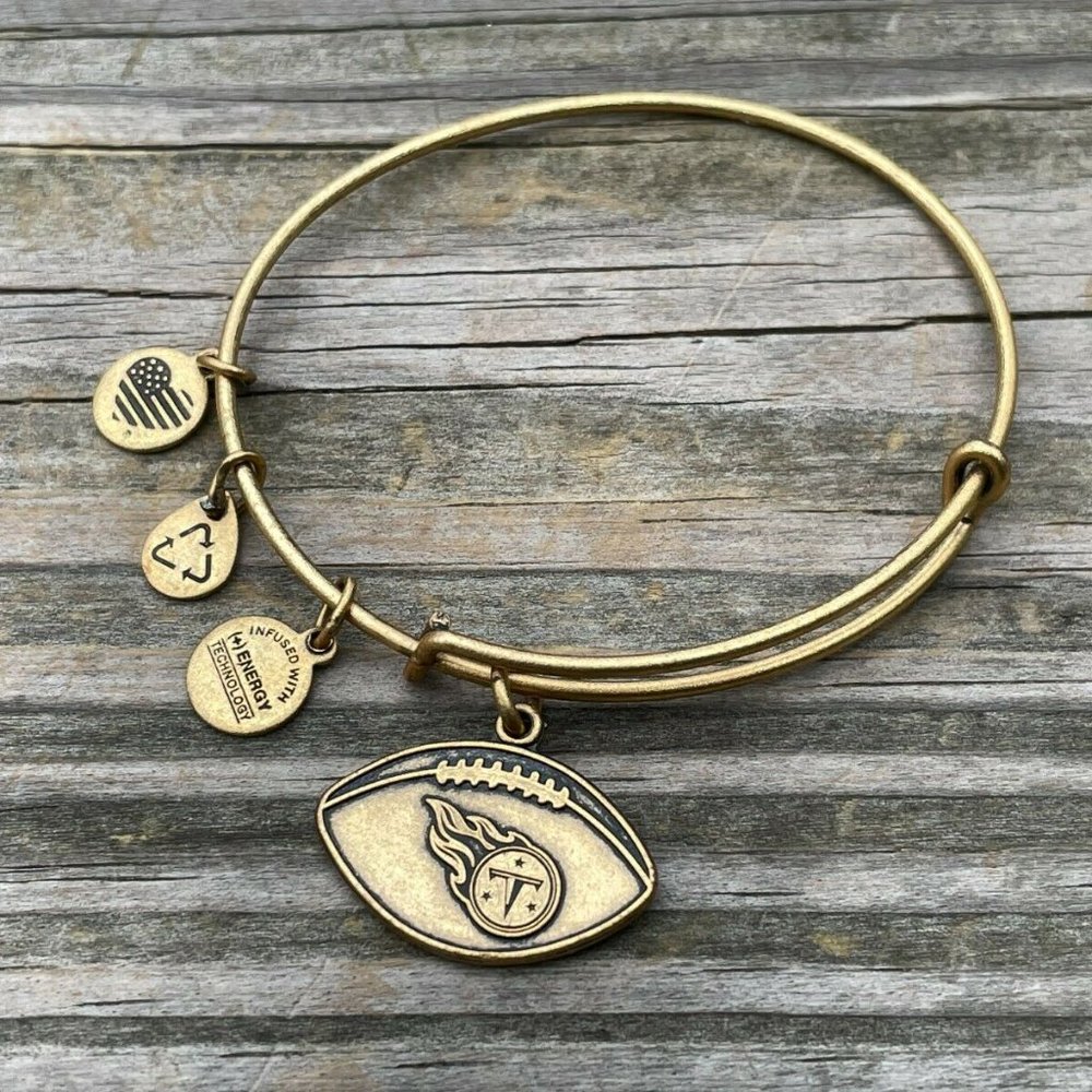 Alex and Ani Bracelet gold plated NFL Football charm Wrist Band Size adjustable - Picture 7 of 7